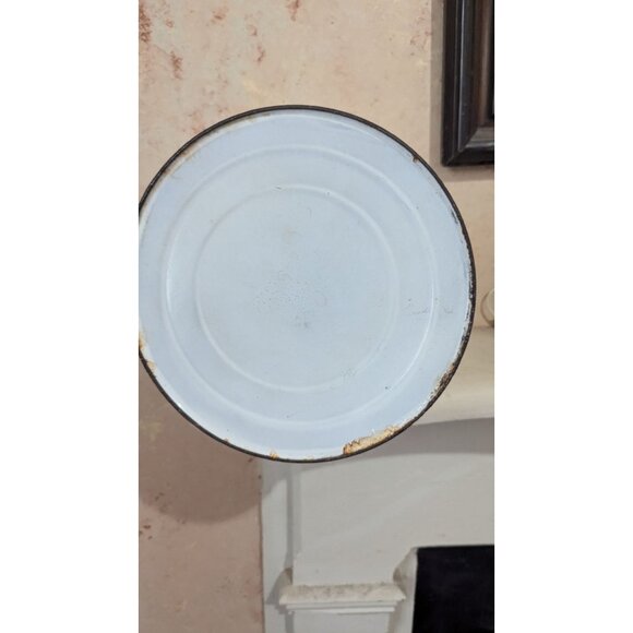 Vintage Large White & Black Enamelware Porcelain Cowboy Kettle Coffee Pot Farmho - Picture 8 of 11